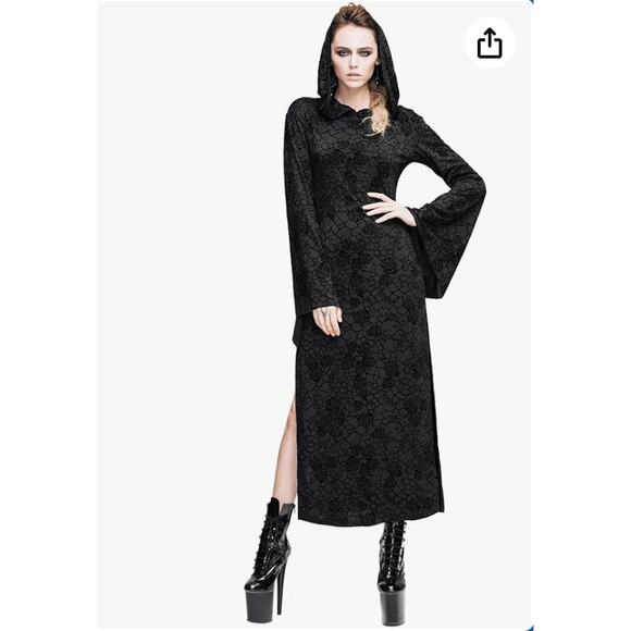 Sexy Hoodie Velour Dress Gothic Punk Renaissance Costume Victorian Dress - Picture 2 of 6